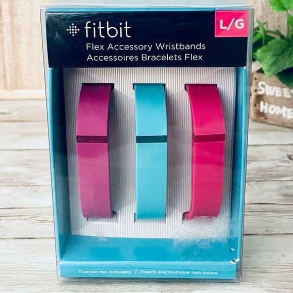 NWT in Box Size L Pack of 3 Fitbit Flex Accessory Purple, turquoise Blue & Pink - Picture 1 of 11